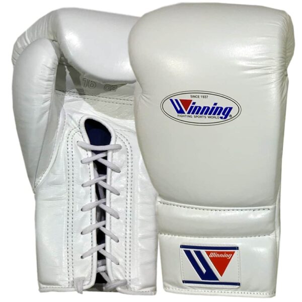 Winning White Lace Up Boxing Gloves 12 oz 14 oz 16 oz 18 oz