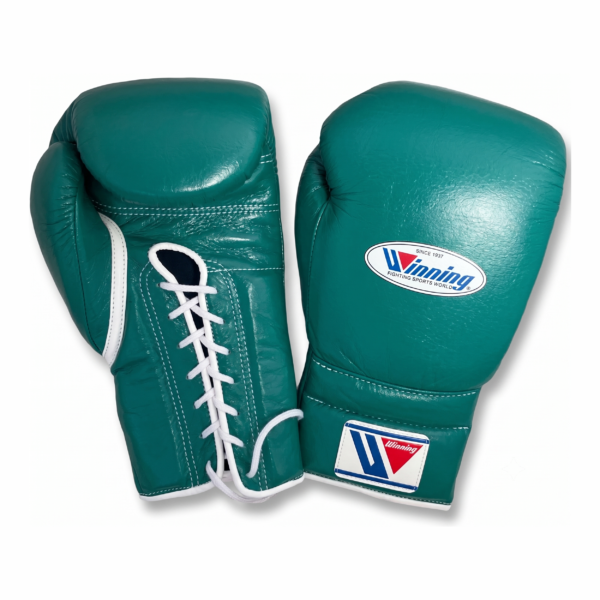 Winning Green Lace Up Boxing Gloves